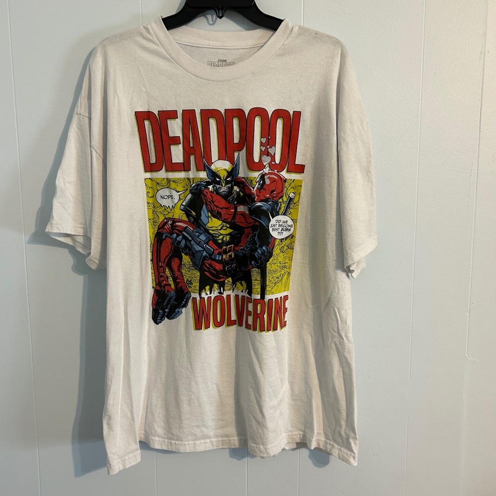 Marvel Deadpool and Wolverine Best Bubs White Graphic Tee Shirt XXL Mens